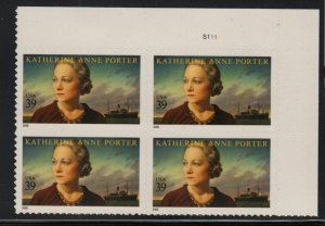 2006 Katherine Anne Porter author Sc 4030 MNH plate block of 4 position UR 