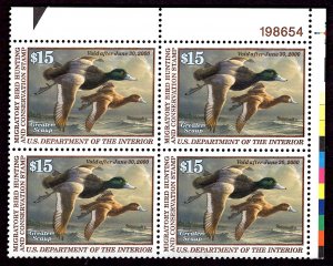 US Stamp #RW66 $15.00 Plate Block MINT NH SCV $170