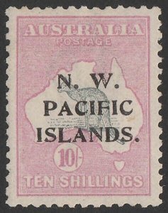 NEW GUINEA - NWPI 1915 Kangaroo 10/- grey & pink 1st wmk, type a.