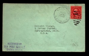 1929 US Sea Post - SS Republic Sea Post - Under Cover Markings - L34188