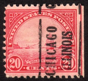 1923, US 20c, San Francisco Bay, Used, Chicago precancel, Sc 567