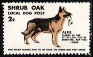 1966 US Poster Stamp 2 Cents Shrub Oak Local Dog Post of Alfie the Dog Stamp MNH