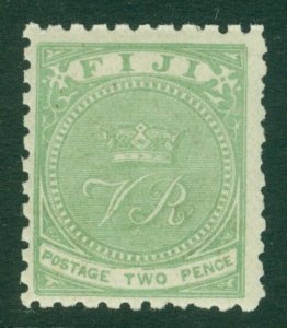 SG 40 Fiji 1878-99. 2d Yellow-Green. A fine unmounted mint example CAT £48