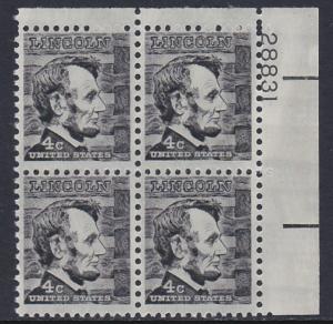 1282a Abraham Lincoln Plate Block MNH