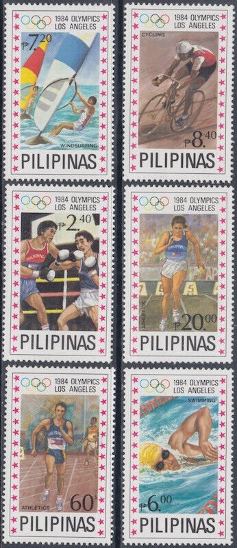 PHILIPPINES Sc # 1699-1704 CPL MNH - 1984 USA SUMMER OLYMPIC GAMES