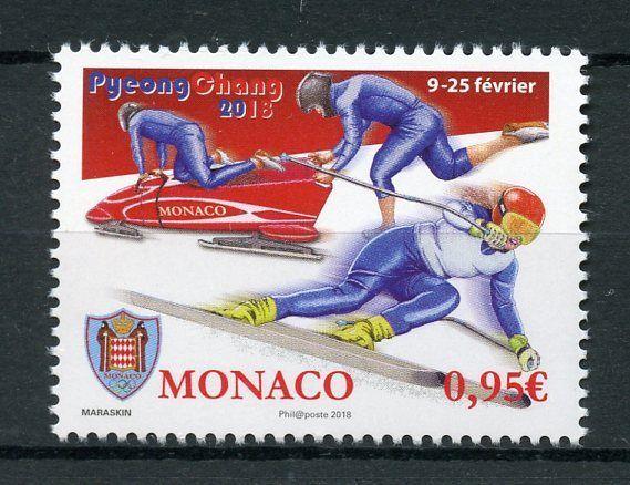 Monaco 2018 MNH Winter Olympics PyeongChang 1v Set Bobsleigh Skiing Stamps