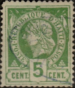 HAÏTI - 1882 Mi.10 5c LIBERTY variety Broken Leg in L used blue Ship Cancel