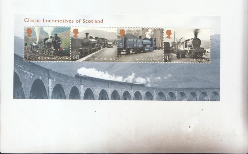 GB 2012 CLASSIC LOCOMOTIVES OF SCOTLAND MINI SHEET BELOW FACE VALUE