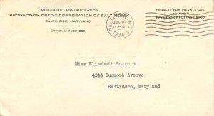 United States Maryland Baltimore 1934 machine  Farm Credit Administration Pen...