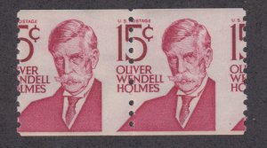 US Sc 1305 MNH. 1966-81 15c Oliver Wendell Holmes coil pair, MISPERF