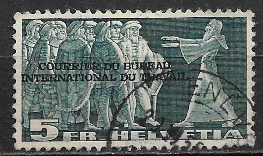 1942 Switzerland 3O81 INTERNATIONAL LABOR BUREAU Overprint 5FR used