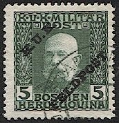 AUSTRIA 1915  MILITARY STAMP Sc M4  5h Used