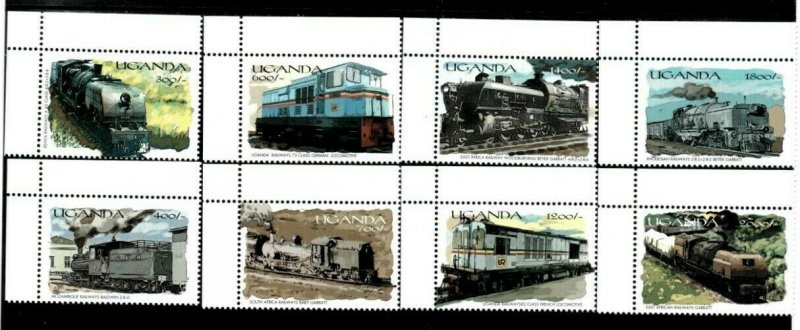 Uganda 2000 - TRAINS OF AFRICA - Set of 8 - MNH