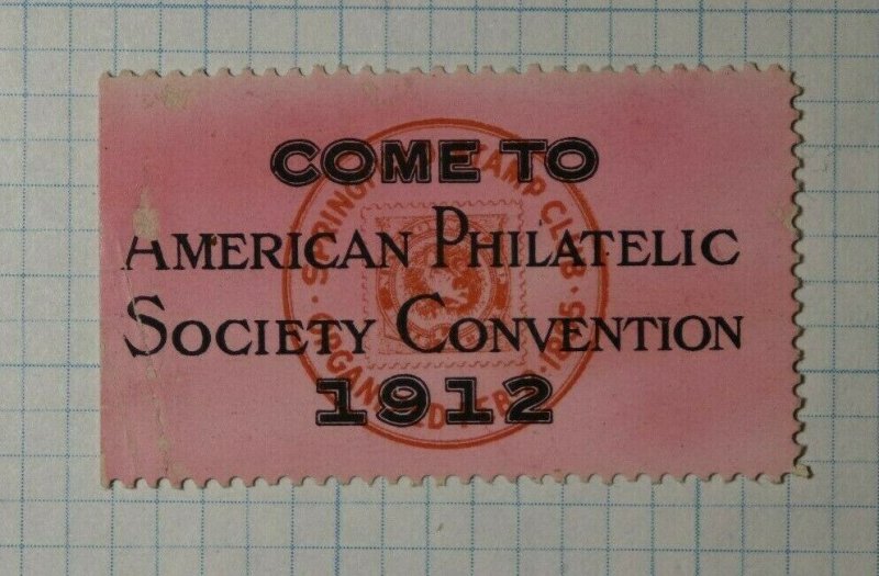 American Philatelic Society Convention 1912 Invitation Philatelic Souvenir Label