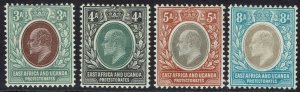 EAST AFRICA AND UGANDA 1904 KEVII 3A - 8A WMK MULTI CROWN CA