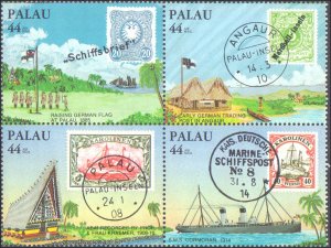 Palau #C9a, Complete Set, Block of 4, 1985, Stamp on Stamp, Never Hinged