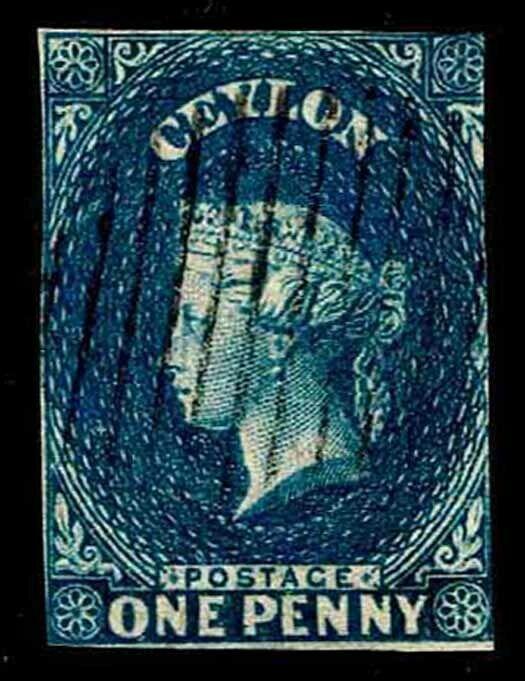 1857 Ceylon #3 Queen Victoria Watermark 6 - Used - F/VF - CV$47.50  (ESP#3541)