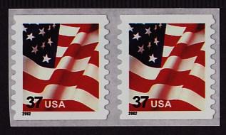 #3633 Flag  Coil Pair (2002 Date) - MNH