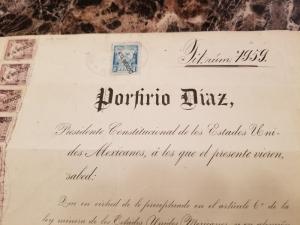 1898 Mexico Gold Mine Deed Signed by President Porfirio Diaz Revenue Stamp Cover