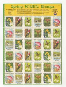 USA National Wildlife Federation Spring Habitat Stamps 1981 Sheet of 36 MNH