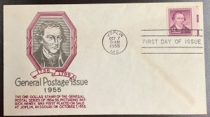 1052 Anderson Cachet Patrick Henry Liberty Series $1 FDC 1955