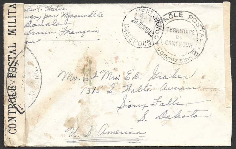 Doyle's_Stamps: Censored WWII Cameron to Sioux Falls, SD, Postal History