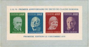 Gabon 1970 Sc C104 Souvenir Mini-sheet MNH Claude Dornier Imperforate No Gum