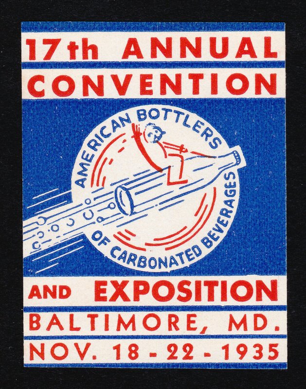 REKLAMEMARKE POSTER STAMP AM BOTTLERS OF CARBONATED BEVERAGES BALTIMORE MD 1935