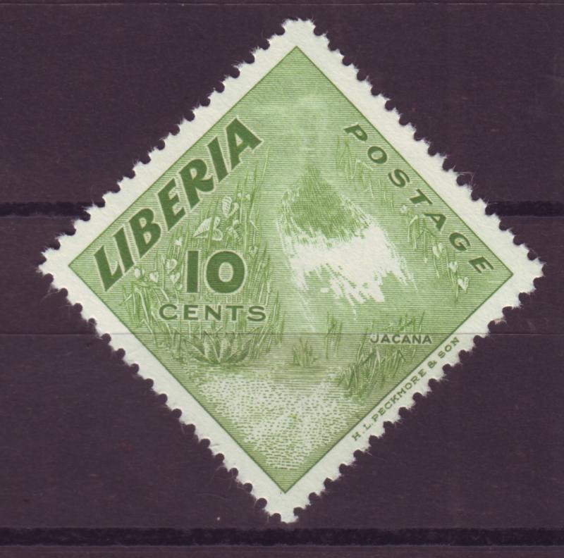 J16895 JLstamps 1953 liberia mnh #345 jacana bird printed on reverse not on face