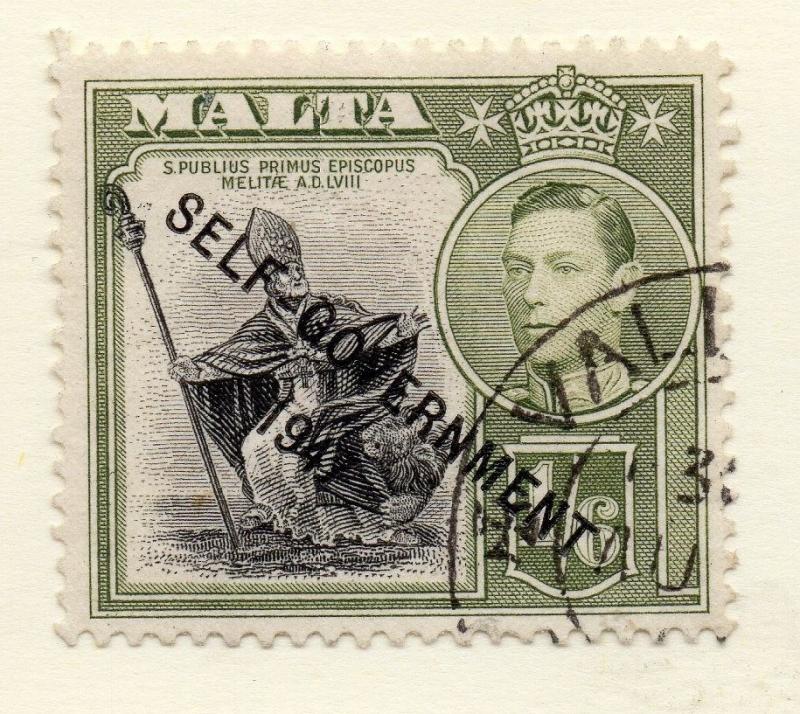 Malta 1948 Early Issue Fine Used 1S.6d. Self Government 1947 Optd 248996