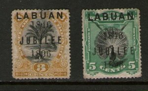 Malaya S. Setts. Labuan 1896 Sc 68-9 MH thin both