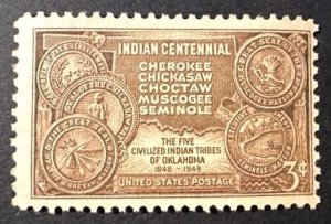 US # 972 Indian Centennial 3c 1948 Mint NH