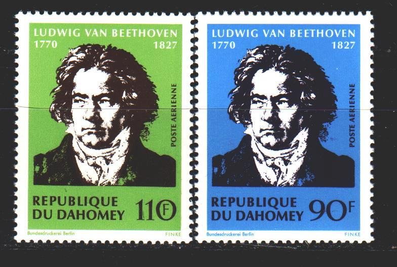 Benin. 1970. 437-38. Beethoven, composer. MNH.