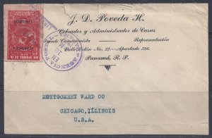 US PANAMA CANAL 1928 OFFICIAL COVER FRANKED 2c OVPT HOMAGE TO LINDBERGH TIED