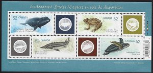 Canada #2229 MNH ss, Endangered animals , issued 2007