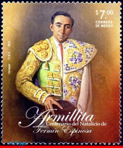 2738 MEXICO 2011 FERMIN ESPINOLA ARMILLITA, 100th ANNIV., BULLFIGHTER, MNH