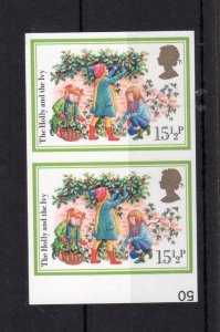 151/2p CHRISTMAS 1982 UNMOUNTED MINT IMPERFORATE PAIR (WITH INDENTATIONS)