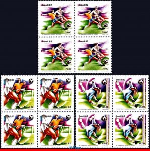 1786-88 BRAZIL 1982 WORLD CUP SPAIN, FIFA, SOCCER FOOTBALL, C-1245-7 BLOCK MNH