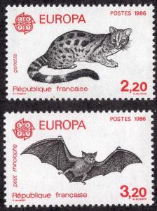 France 2009-10 - Mint-NH - 2.20fr Civet / 3.20fr Bat (1986) (cv $4.10)