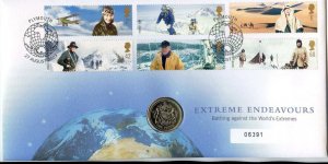 GB QEII PNC COIN COVER 2003 EXTREME ENDEAVOURS £1 COIN B/UNC