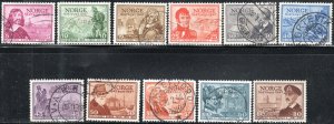 Norway 279-89 - Used - Famous People (Cpl) (1947) (cv $5.70)