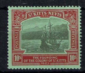 ST.KITTS-NEVIS SG58 1923 10/= BLACK & RED ON EMERALD MTD MINT (d)