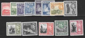 MALTA SG217/31 1938 DEFINITIVE SET MTD MINT 