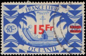 French Polynesia #159, Incomplete Set, High Value, 1946, Used