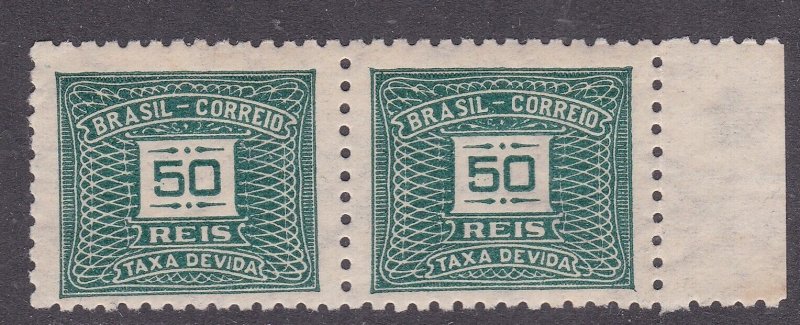 Brazil 1919 Postage Due 50r Pair Mint Never Hung SG D305b