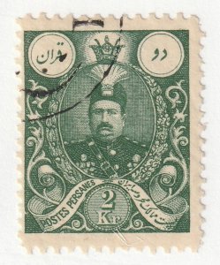 Persia Middle East Stamp Scott#437 Used Hinged 2kr Post Mark Green