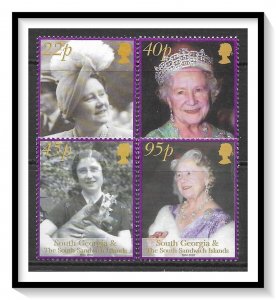 South Georgia #281-284 Queen Mother Set MNH