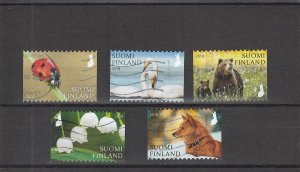 Finland  Scott#  1571a-1571e  Used  (2018 National Flora and Fauna