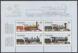 Canada #1039a mint ss, Steam locomotives, issued 1984