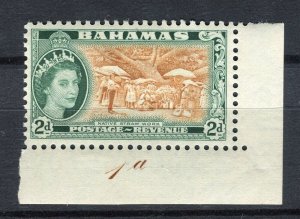 BAHAMAS; 1950s early QEII Pictorial issue fine lovely Mint CORNER 2d. value